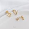 Paquete de oro de 14K micro incrustado de circonio Luna en forma de V trébol de cuatro hojas estrella de cinco puntas soporte para perlas de medio agujero aretes diy material para aretes
