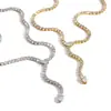 Collar de acero inoxidable con forma de serpiente incrustado de diamantes transfronterizo, cadena para clavícula de acero de titanio con circonita de oro de 18k de nicho de lujo ligero que no se decolora