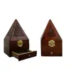 Vaso ornamento de sálvia meditação purificação caixa de madeira para queimar incensário recipiente para yoga prato para queimar incenso desmagnetizador cristal