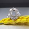 Anillo de Plata S925 de Lujo Ligero Soporte Vacío Piedra Corte Cara Huevo 7x9 Cristal Esmeralda Ágata Gema Incrustación con Soporte