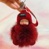 Muñeca para dormir de piel de zorro, juguete de peluche, adornos para teléfono móvil, cordón, muñeca, colgante para bolso de piel real, llavero para coche