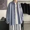 Camisa de Manga Larga Simple Artística de Primavera y Otoño para Hombre Estilo Hong Kong Versátil Holgada Casual Sentido del Diseño Moda Hip-hop Callejera