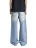 Ropa de Hombre Fengshe / Jeans de Corte Limpio con Estampado de Bambú Estilo Retro Americano para Hombre, Pantalones de Marca de Moda Holgados Rectos Desgastados