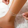 Novas Tornozeleiras Transfronteiriças Europeias e Americanas para Mulheres, Simples de Verão, Estilosas de Nicho, Acessórios de Pé Multicamadas de Alta Qualidade com Cravação de Diamantes para Mulheres