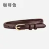 Cinto Fino Feminino Couro Bovino High-End Moda Simples Versátil Cinto para Jeans Decorativo Couro Genuíno Feminino Estreito Fábrica