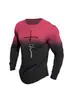 Comercio exterior transfronterizo nuevo estilo callejero para hombre letras degradadas impresión digital 3D moda cuello redondo manga larga estampado