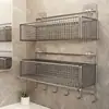 Estante de Almacenamiento Minimalista de Acero Inoxidable para Baño Organizador de Pared para Lavabo Cosméticos y Productos de Cuidado de la Piel