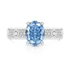 Venta Caliente Transfronteriza Anillo con Corte de Flor de Hielo de Piedra de Color para Mujer Diamante de Alto Carbono Súper Brillante Moda Simple Anillo Chapado en Oro Real Transmisión en Vivo Dropshipping