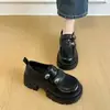 Mocasines Gruesos Estilo Británico 2026 Primavera y Otoño Nuevos Cómodos Simples Puntera Redonda Aumentadores de Altura Zapatos de Cuero
