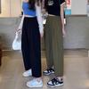 Calça reta de cintura alta feminina 2024 Verão estilo coreano peça de sobreposição calça de terno calça casual versátil afunilada de perna larga