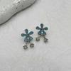 Brincos de flor azul femininos, design Xiazhong de verão, alta qualidade, leve, luxo, novos brincos da moda 2024