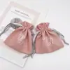 Ventas Directas de Fábrica Personalizado Simple Rosa Oro Estampado Logo Empaque de Terciopelo para Joyería, Cuentas Budistas y Cosméticos