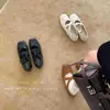 Sapatos Femininos de Bico Quadrado Retro com Tiras Cruzadas e Decote Baixo - Nova Coleção Primavera 2026 - Estilo Suave com Laço - Sapatos Mary Jane para Ballet