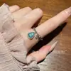 Anillo de calabaza de jadeíta azul natural al por mayor del fabricante para Xiaohongshu con incrustación de plata s925, diseño fresco y simple