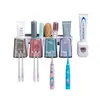 Portacepillos de dientes, Vaso para enjuague bucal sin taladro, Vaso para cepillos de dientes, Estante familiar de pared para pasta de dientes y cepillos de dientes eléctricos de baño