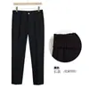 Marca de moda de verão calça cropped lisa de cor sólida masculina calça social afunilada sem necessidade de passar calça casual skinny slim fit estilo coreano