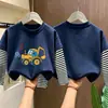 Camiseta de manga larga para niño 2026 nuevo modelo, camiseta básica de dibujos animados para niño, camiseta interior de algodón puro a rayas para otoño, estilo primavera y otoño