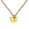 Cadena Sencilla y Elegante para Clavícula, Estilo Bosque de Moda, Collar con Colgante de Mariposa Pequeña Fresca Multicolor, Joyería Europea y Americana