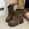 Botas Martin Western de Suela Gruesa para Mujer 2026 Nuevo Estilo Otoño/Invierno Estilo Británico Tacón Grueso Tacón Alto Botines Cortos Botas de Cuero para Mujer