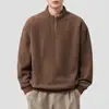 Sudadera de Medio Cierre con Cuello Alto Estilo Americano Nueva para Otoño 2026 para Hombre, Manga Larga de Peso Pesado, Corte Holgado Simple, Ropa Exterior Versátil