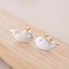 S925 Brincos de prata esterlina Brincos elegantes de baleia dourada Brincos de joias de prata esterlina estilo coreano para mulheres