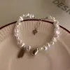 Pulsera personalizada dulce genial de Perla Artificial Barroca Amor, pulsera de etiqueta de la suerte de temperamento moderno, mano personalizada