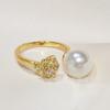 Anillo de Perla Anillo de Cuentas de Concha de Camelia Joyería de Mano Anillo de Perla Ajustable Cuentas de Concha Nácar Moda
