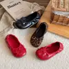 Zapatos de Ballet de Cuero Estilo Coreano para Niñas 2026 Estilo Primavera/Otoño Zapatos de Princesa con Lazo para Niñas Suela Plana Boca Poco Profunda Zapatos Individuales Versátiles