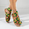 Sandalias Planas de Estilo Bohemio para Mujer, Sandalias de Playa con Diseño de Flor, Slip-On de Exportación Europea y Americana, Talla Grande, Estilo Resort, Wish