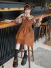 Vestido de Otoño 2026 para Niñas, Nuevo Estilo Academia Elegante, Primavera y Otoño, para Niños Mayores, Falso Dos Piezas, Manga Larga a Cuadros