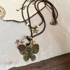 Collar Colgante de Flor Bohemia para Mujer, Estilo Étnico Retro, Diseño Versátil de Cadena Larga para Clavícula, Collar de Nicho