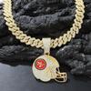 Colar Pingente de Boné de Beisebol com Personalidade de Diamante Completo Criptografia Hip Hop Europeu e Americano Pingente Exagerado de Diamante Corrente Cubana Acessórios Corrente de Colar