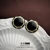 Pendientes de plata con luz de aguja, de lujo, de circonita negra de alta gama, con un toque de amor, pendientes geométricos de temperamento nicho, con un diseño único y sentido del humor.