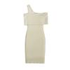Vestido longo elegante estilo francês, slim fit, bainha, feminino, puro desejo, sexy, aba larga, ombro dobrável, slim fit, vestido de malha