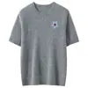 Novo suéter de cashmere gola redonda outono e inverno, malha de moda feminina bordada de manga curta, suéter verde, camiseta básica de meia-manga