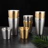 Copo de água de aço inoxidável 304 de estilo coreano, camada dupla, criativo, martelado, suco, restaurante, à prova de quedas, padrão de diamante, copo de cerveja, xícara de chá