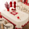 Toalha de Mesa de Ano Novo Impermeável e à Prova de Óleo, Toalha de Mesa de Jantar Sem Lavagem, Toalha de Mesa de Café para Ano Novo de 2026, Ano do Cavalo, Atmosfera Festiva, Vermelha