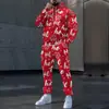 Conjunto de moletom com capuz 3D masculino de caimento solto para outono e inverno, estampa de Natal, conjunto esportivo de duas peças, estilo moderno de exportação transfronteiriça