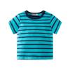 2026 Verano Nuevo Estilo Algodón Puro Casual Rayas Bebé Top Cuello Redondo Niños Transpirable Manga Corta Camiseta Al Por Mayor