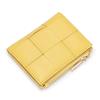 Cartera de Piel de Cordero para Mujer, Estilo Corto, Nuevo Modelo 2026, Diseño Coreano de Nicho Estilo Ins, Cartera Pequeña Plegable de Cuero Genuino Tejido