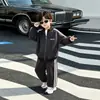 Conjunto de otoño para niños, elegante y genial, conjunto de cárdigan con cremallera y estampado de leopardo, conjunto casual deportivo de dos piezas para otoño para niños