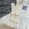 Meias JK de Algodão Planas Brancas Sem Costura Cor Sólida Espessadas Slouch Meias de Tubo Longo para Mulheres