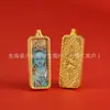 Pingente Pequeno Thangka de Ouro Real 18K Buda Zaki Ram Deus da Riqueza Amarelo Tara Verde Manjushri Bodhisattva Barra de Ouro