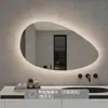 Espelho de Maquiagem para Banheiro em Formato de Gota d'Água com Luz Ambiente LED, Espelho Inteligente, Chamada Bluetooth, Desembaçador, Relógio, Temperatura