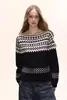 Suéter Suave de Punto Jacquard Artístico Estilo Vintage para Mujer, Nuevo Modelo Primavera Temprana 2026, Top de Punto Asimétrico con Bloques de Color