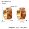 Pendientes de Lujo Ultra Brillantes de Media Ronda de Cuatro Filas Completamente de Diamante con Circonita Estrellada Europea y Americana, Pendientes Sencillos Personalizados para Mujer