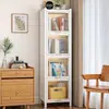 Estantería delgada con puertas, armario de almacenamiento a prueba de polvo, estantería pequeña de acero para niños y estudiantes, estante de almacenamiento para sala de estar