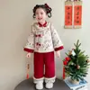 Conjunto de Roupa de Ano Novo para Meninas Hanfu 2026 Estilo Chinês Inverno Bebê Menina Ano Novo Acolchoado Roupas de Ano Novo para Crianças Traje Tang