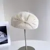 Malha de Linho de Seda Laço Elegante Boina Feminina de Inverno Luxo Acessível Lã Australiana Chapéu de Pintor Chapéu Elegante de Aeromoça