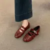 Temporada del Primer Encuentro: Zapatos Planos Rojos para Mujer, Estilo Ballet, Punta Redonda, Corte Bajo, Patchwork, Elásticos, Piel Suave, Modelo Nuevo 2026, Zapatos Planos Versátiles